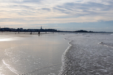 sunset on the beach in winter
