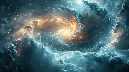 Fototapeta premium An abstract illustration of a spiral galaxy, representing the vastness of the universe.