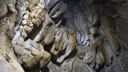 Mawsmai Caves, formed by the erosion of limestone and unrelenting flow of water, Cherrapunji, Meghalaya, India.
