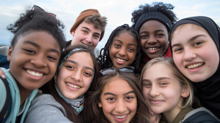 Group of young adults getting photographed