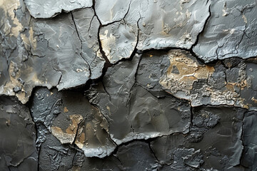 Abstract cracked metallic surface with rugged textures and reflective highlights