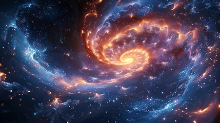 Obraz premium An abstract illustration of a celestial spiral with stars.