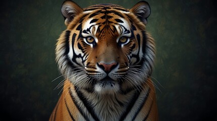 Fototapeta premium tiger is sitting on a rock in front of a jungle background