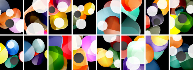 Set of trendy colorful circle geometric posters or abstract backgrounds. Vector Illustration For Wallpaper, Banner, Background, Card, Book Illustration, landing page