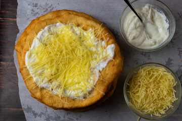 Hungarian deep fried flatbread - lángos