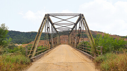 Iron Bridge Near Wei Sawdong tango Falls, Cherrapunji, Meghalaya, India.