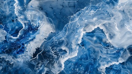 Obraz premium Abstract Blue And White Marble Stone Texture With Natural Veins And Fluid Pattern For Modern Artistic Background Design