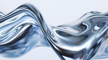 Metallic abstract wavy liquid background. Generative AI.