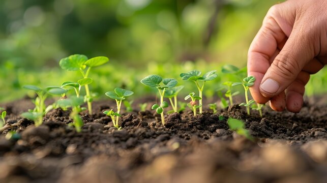 Expert hand of farmer checking soil health before growth a seed of vegetable or plant seedling. Gardening technical, Agriculture concept
