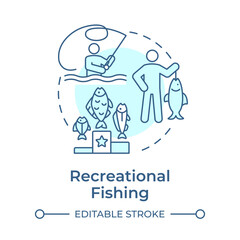 Recreational fishing soft blue concept icon. Physical activity, outdoor hobby. Round shape line illustration. Abstract idea. Graphic design. Easy to use in infographic, presentation