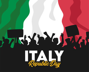 happy italian republic day with italian flag