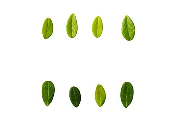 Green leaves, small green foliage on twig isolated on white background. Large Gallberry leaves