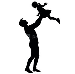 A Father enjoy moment with his Daughter with holding hands on the up above, the Daughter are enjoy the moment vector silhouette