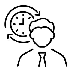 Handy linear icon of time management 