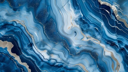 Obraz premium Blue And White Marble Stone Texture With Gold Veins Forming Abstract Natural Pattern For Elegant Modern Background