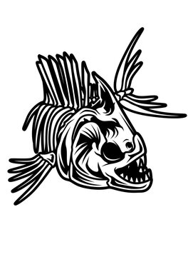 recommend clip art: Fish Skeleton Illustration, Fishbone Clipart, Fishing Dad Shirt Stencil, Fisherman Gift Idea Vector, Lake Monster Cut file, River Prey, Piranha