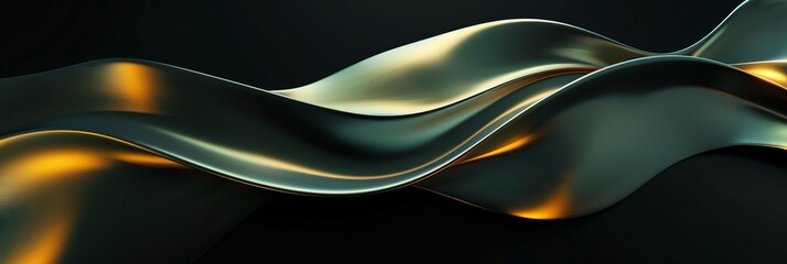 gold , siver gradient, curved shape, white background, 3d render, simple shapes, in the style of simple, minimal, green light, aspect ratio 3:1 for banner, landing page, blog, website BG, black BG