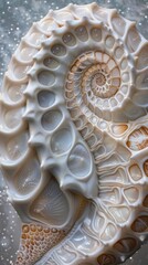 Intricate and elegant abstract pattern resembling a seashell in neutral tones, perfect for wall art, design projects, and high-quality prints and posters.