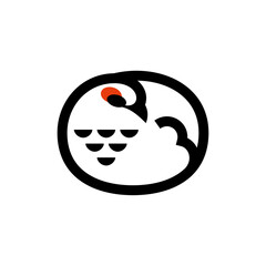 ptarmigan, bird Japanese vector symbol design