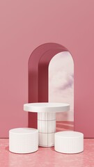 pink beauty podium display 3d render illustration