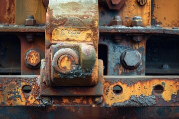 Coupler: Close Up of Rust-Eaten Coupler on Abandoned Train Car