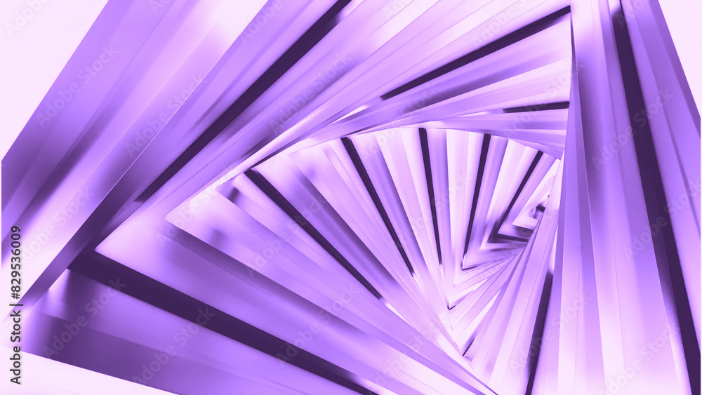 Poster neon triangular tunnel moving into the distance. design. neon geometric background, abstract 3d back