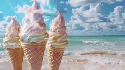 Tropical Ice Cream Treats on the Beach: Capturing the Essence of Summer Vacations and Family Fun