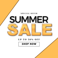 Yellow Modern Summer Sale Instagram Post, vector, illustration