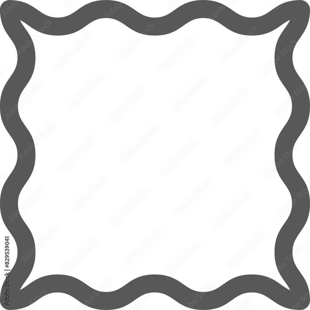 Poster wavy rectangle frame. scallop edge box. outline squiggle border. groovy zigzag abstract shape. cute 