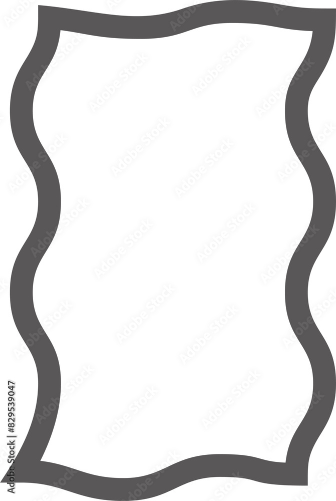 Poster wavy rectangle frame. scallop edge box. outline squiggle border. groovy zigzag abstract shape. cute 