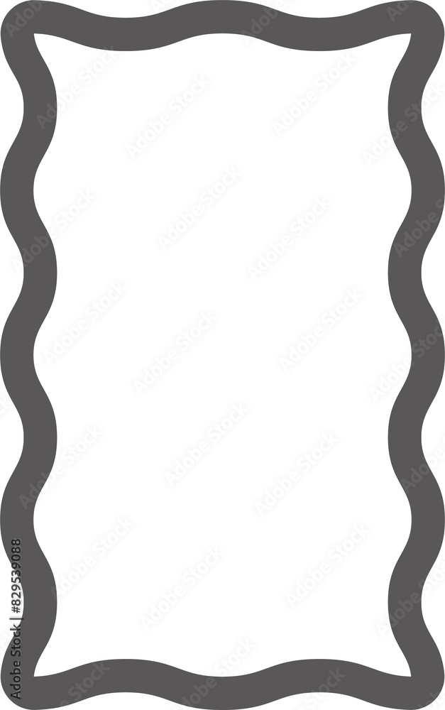 Poster wavy rectangle frame. scallop edge box. outline squiggle border. groovy zigzag abstract shape. cute 