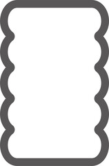 Wavy rectangle frame. Scallop edge box. Outline squiggle border. Groovy zigzag abstract shape. Cute square aesthetic banner. Retro art.