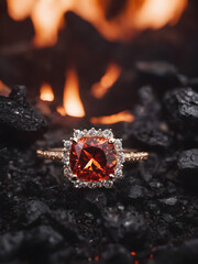 fire burning in the fireplace