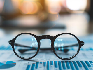 a pair of round black glasses on a paper