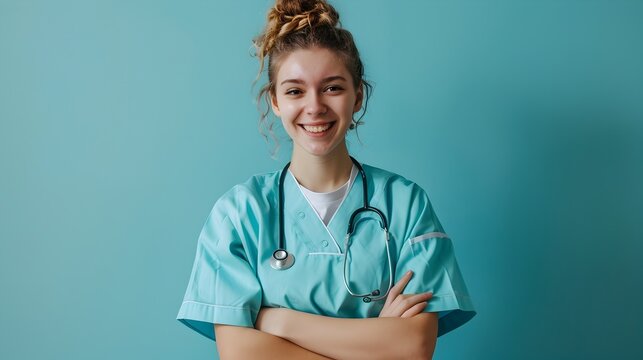Joyful Young Travel Nurse Excelling in Modern Healthcare