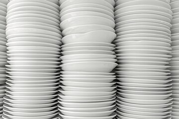 Flawless White Plates on Kitchen Table, Generative AI