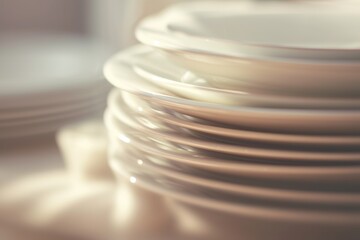 Obraz premium Flawless Plates on Polished Counter, Generative AI