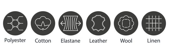 Set of fabric types icon. Vector illustration.