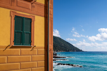 Colored building facades in the town of Camogli