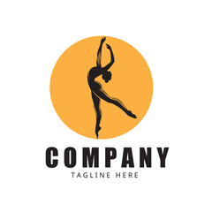 Acrobatic woman silhouette, gymnastics logo with Vector illustration