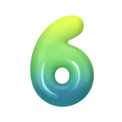 Stylish 3D number 6 with green-blue gradient. Modern, vibrant, and abstract. Perfect for digital art, graphic design, and creative projects. Vector illustration