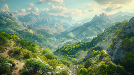 Naklejka premium landscape with mountains