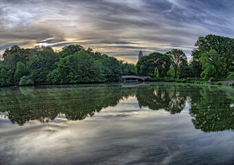 Fototapeta premium Central Park, New York City at the lake, at bow bridge