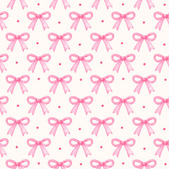 Coquette Pink Bow Ribbon Retro Vintage Girly Style Seamless Pattern