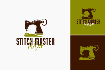Stitch Master Tailor Logo: A skillful design with a needle and thread, symbolizing craftsmanship and precision. Ideal for tailoring shops, fashion designers, or sewing enthusiasts.