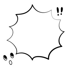 びっくり 吹き出し モノクロ