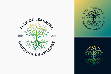 Tree of Learning: Growing Knowledge Logo: An enlightening design featuring a tree, symbolizing growth and enlightenment. Ideal for educational platforms, academic institutions, or mentorship programs.