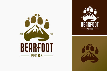 Bearfoot Peaks Logo: A rugged design featuring mountain peaks, symbolizing adventure and ruggedness. Ideal for outdoor gear brands, adventure tour operators, or hiking clubs.