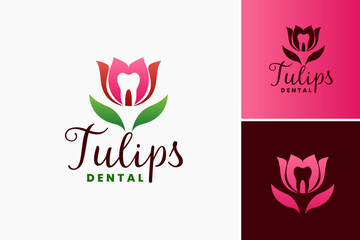Tulips Dental Logo: A fresh design featuring tulip flowers, symbolizing cleanliness and oral care. Ideal for dental clinics, oral hygiene products, or cosmetic dentistry services.