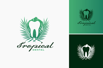 Tropical Dental Logo: A vibrant design featuring tropical foliage, symbolizing vitality and oral wellness. Perfect for dental practices in tropical regions, oral health campaigns, or dental tourism